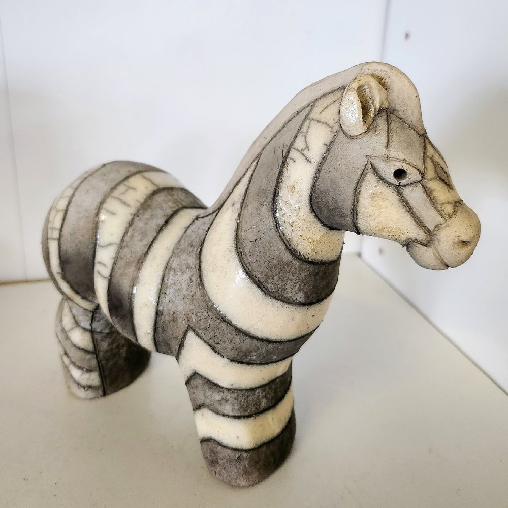 Vintage South African Raku Zebra Sculpture